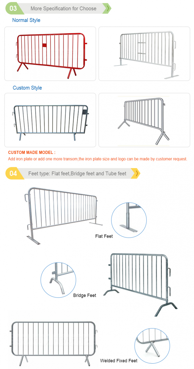 3D अस्थायी परिधि बाड़ / भीड़ बाधा बाड़ 2.4 X 2.95m 2